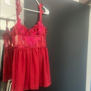 For Love And Lemons Red Chemise Small